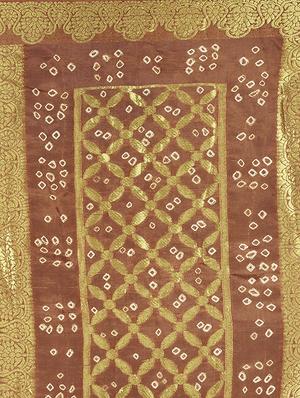 zari bordered bandhani saree with blouse - 15534417 - Standard Image - 5