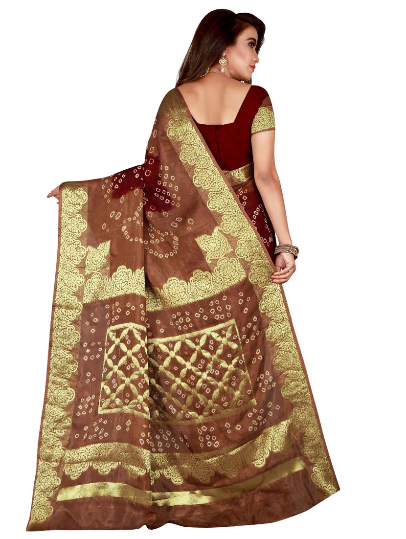 zari bordered bandhani saree with blouse - 15534417 - Zoom Image - 2