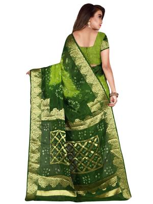 zari bordered bandhani saree with blouse - 15534423 - Standard Image - 2