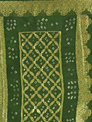 zari bordered bandhani saree with blouse - 15534423 - Standard Image - 5