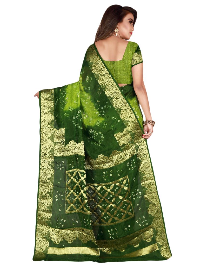 zari bordered bandhani saree with blouse - 15534423 - Zoom Image - 2