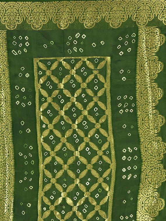 zari bordered bandhani saree with blouse - 15534423 - Zoom Image - 5