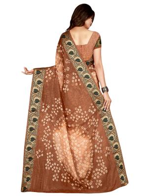 zari bordered bandhani saree with blouse - 15534429 - Standard Image - 2