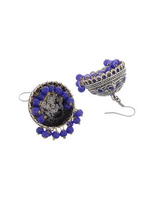 Blue Silver Tone Oxidized Earrings - 15535349 - Standard Image - 2