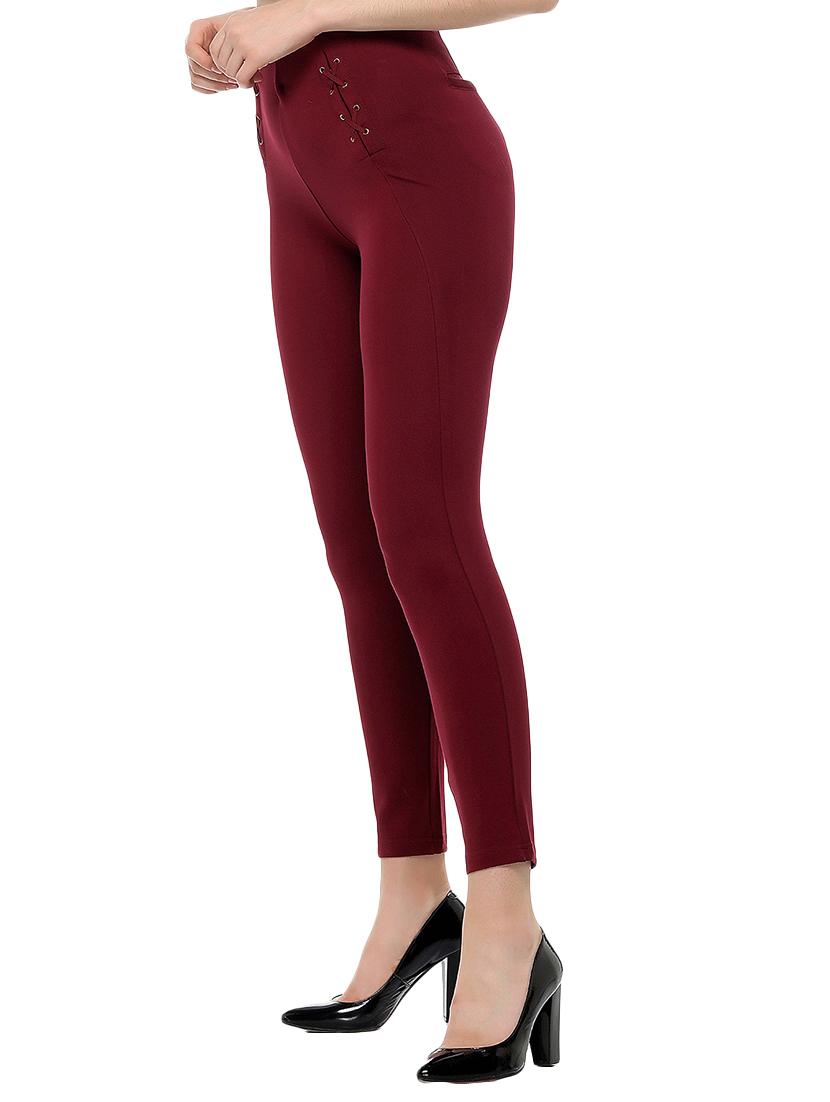 eyelet lace-up solid jegging - 15535694 - Zoom Image - 2