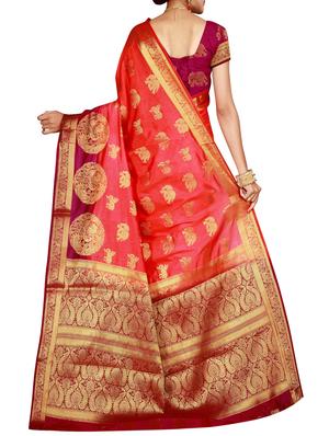 conversational zari motif banarasi saree with blouse - 15536892 - Standard Image - 2