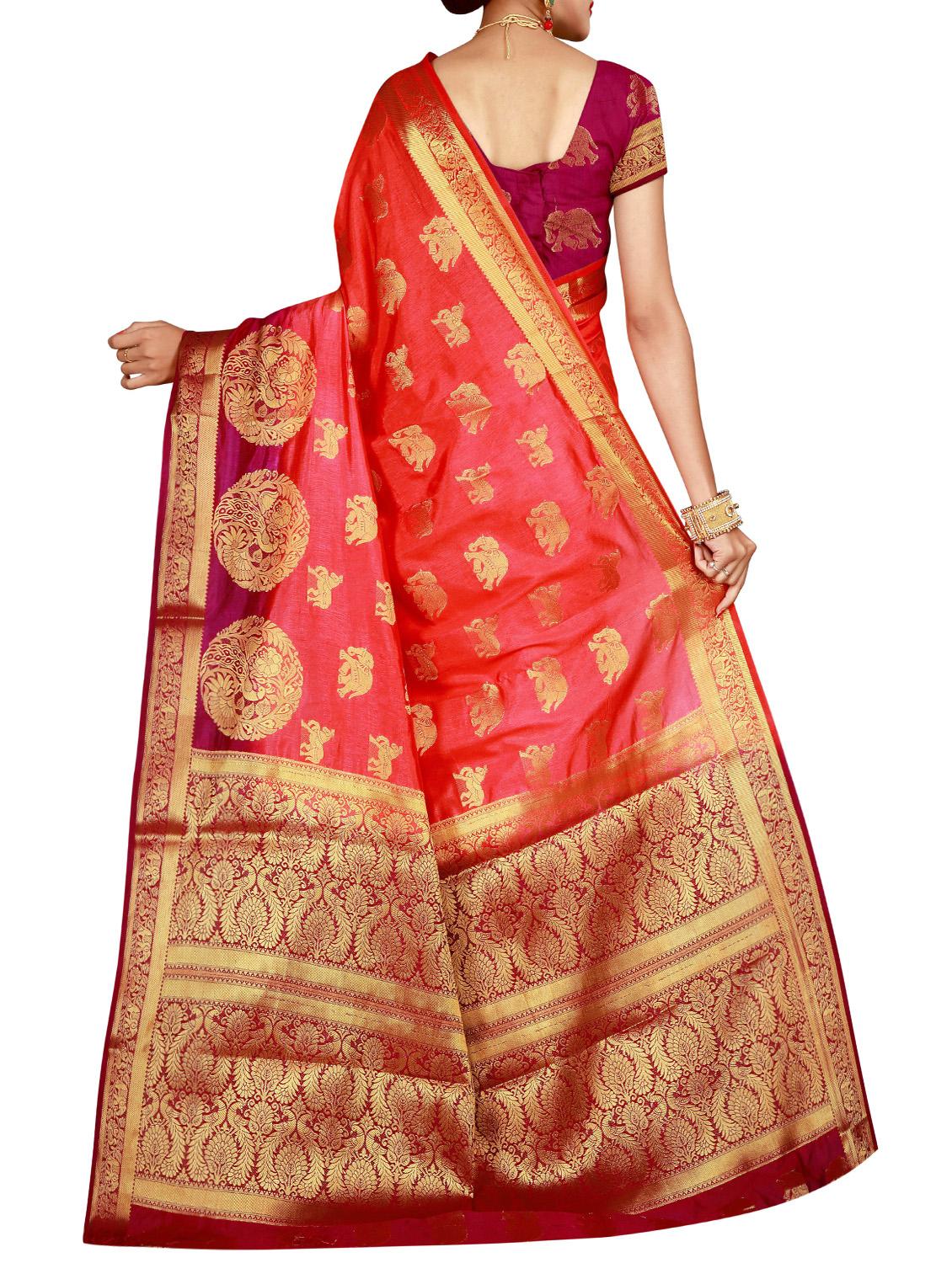 conversational zari motif banarasi saree with blouse - 15536892 - Zoom Image - 2