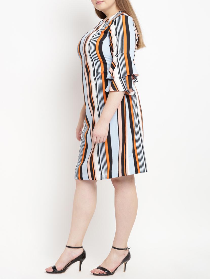 Striped flared sleeved dress - 15538307 - Zoom Image - 2