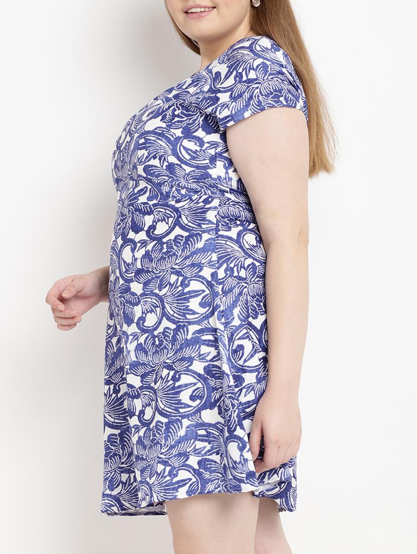 Imperial blue floral flared dress - 15538312 - Zoom Image - 2