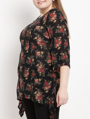 Floral asymmetric plus top - 15538313 - Standard Image - 2