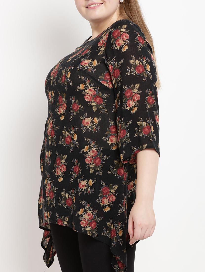 Floral asymmetric plus top - 15538313 - Zoom Image - 2