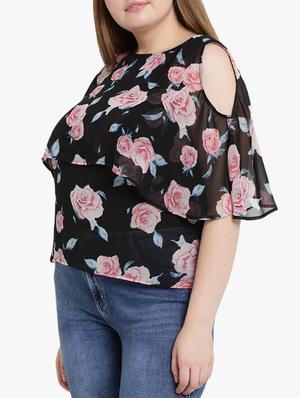 floral cold shoulder top - 15538320 - Standard Image - 2