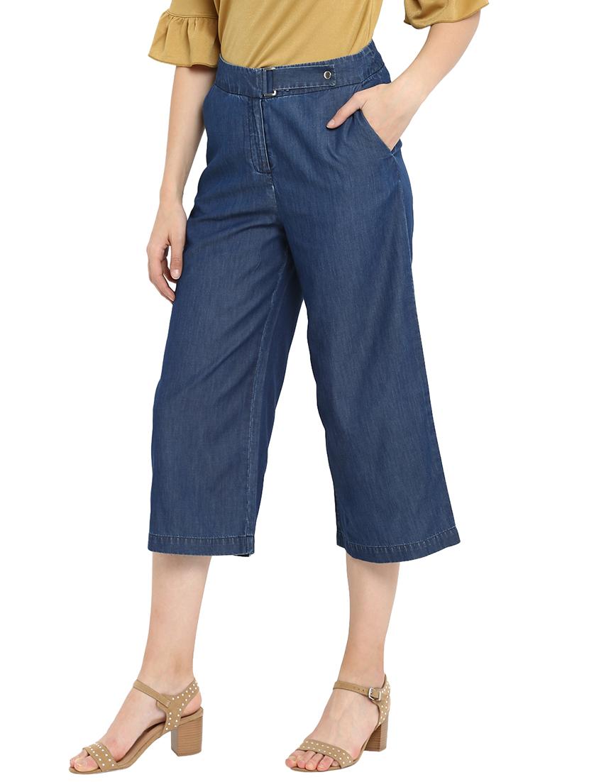 belt detailed denim culottes - 15539455 - Zoom Image - 2
