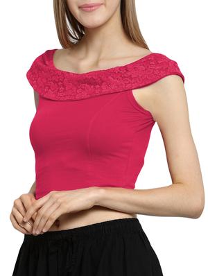 pink cotton lycra solid blouse - 15541150 - Standard Image - 2