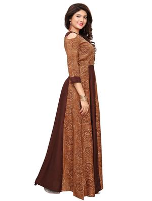Anarkali printed cold shoulder kurta - 15542849 - Standard Image - 2