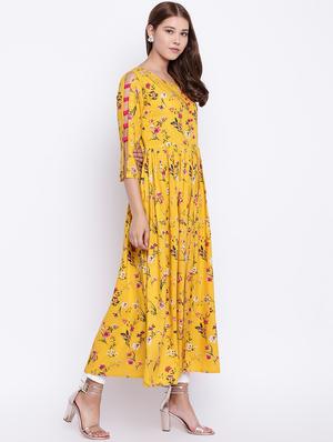 floral high slit sleeves detail kurta - 15543848 - Standard Image - 2