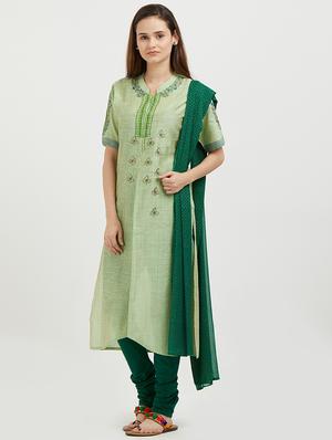 embroidered asymmetric churidaar suit - 15544137 - Standard Image - 2