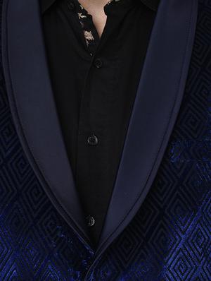 blue velvet casual blazer - 15544973 - Standard Image - 5
