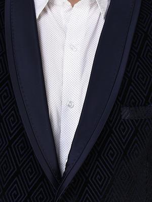 navy blue velvet casual blazer - 15544975 - Standard Image - 5