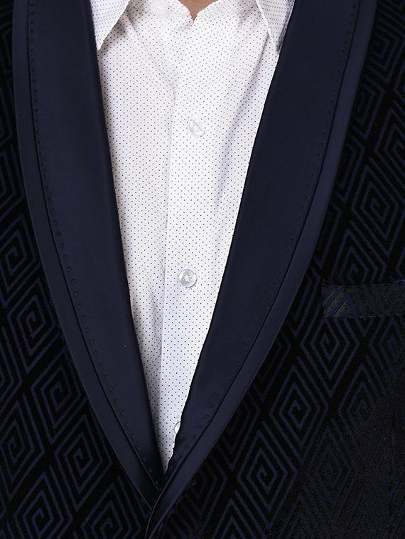 navy blue velvet casual blazer - 15544975 - Zoom Image - 5