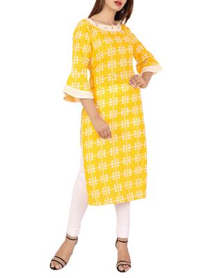 Bell sleeves straight kurta - 15545011 - Standard Image - 2