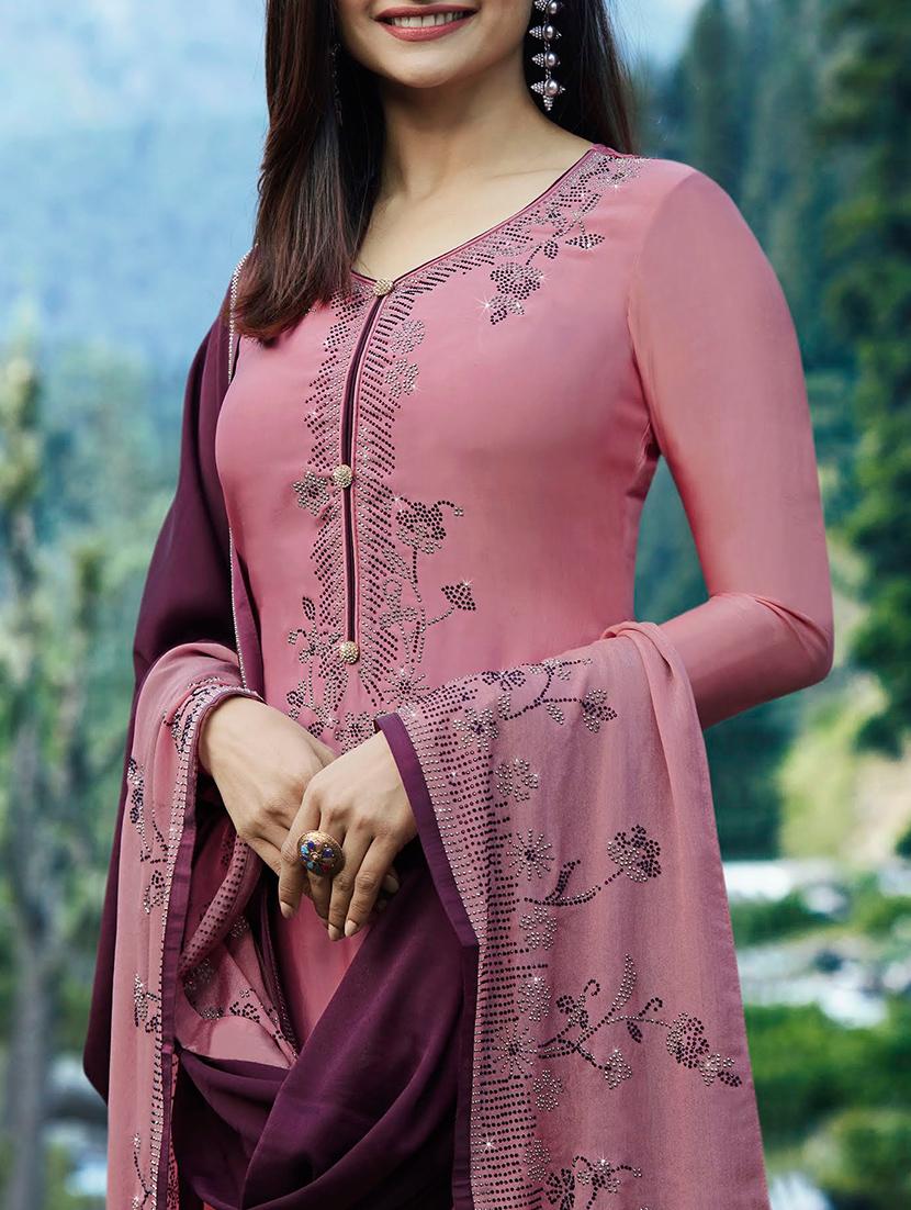 swarovski solid churidaar suit set - 15545945 - Zoom Image - 2
