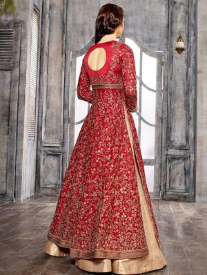zari embroidered kalidaar layered suit set - 15545951 - Standard Image - 2