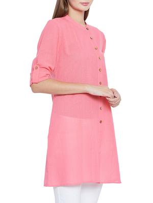 pink cotton aline kurti - 15547821 - Standard Image - 2