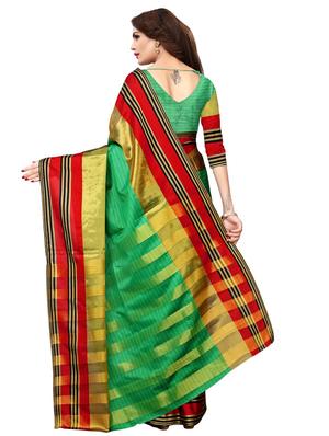 Zari Stripes maheshwari saree with blouse - 15557690 - Standard Image - 2