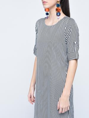 roll up sleeved striped dress - 15560013 - Standard Image - 2