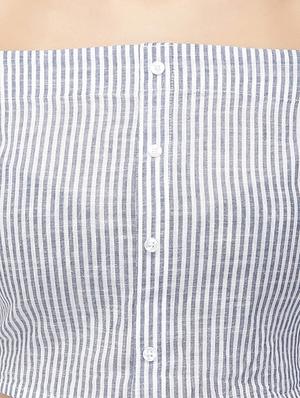 button up off shoulder crop top - 15560060 - Standard Image - 5
