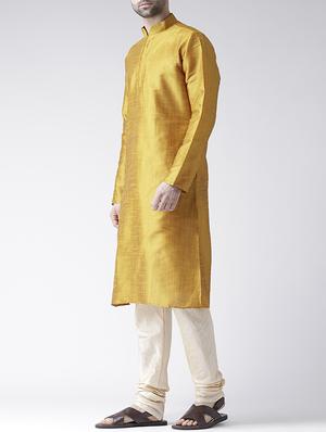 yellow silk blend kurta pyjama set - 15560124 - Standard Image - 2