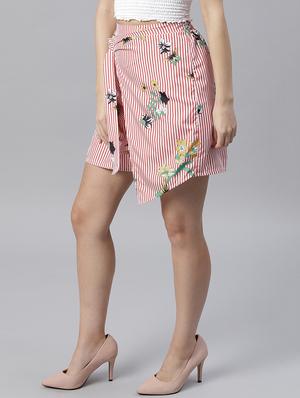 floral striped overlap panel skirt - 15560164 - Standard Image - 2