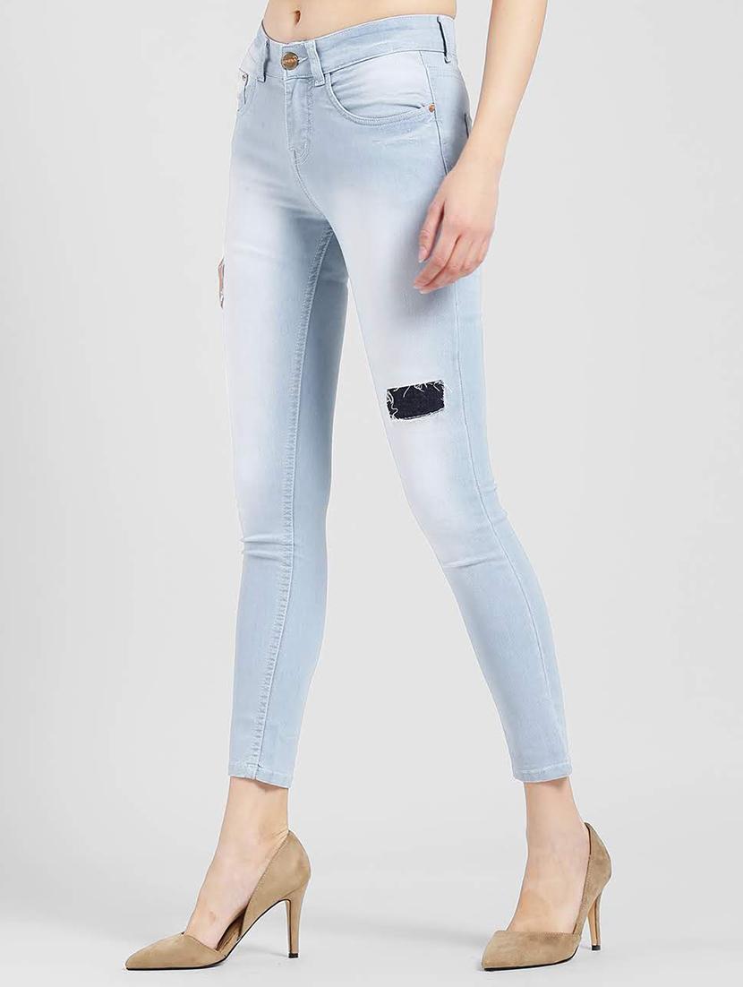 Patched denim stone wash jeans - 15560235 - Zoom Image - 2