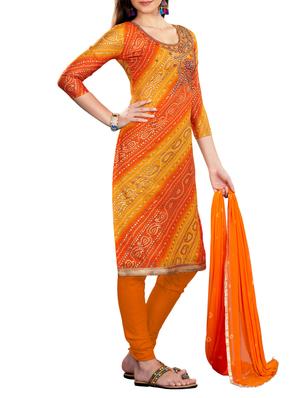 embroidered bandhani churidaar suit - 15560740 - Standard Image - 2