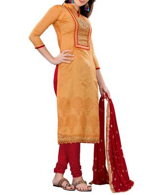 yoke design unstitched churidaar suit - 15560760 - Standard Image - 2