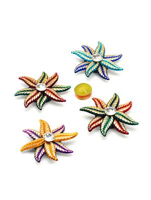 beautiful wax candle with floral floating showpieces - set of 4 - 15561451 - Standard Image - 2
