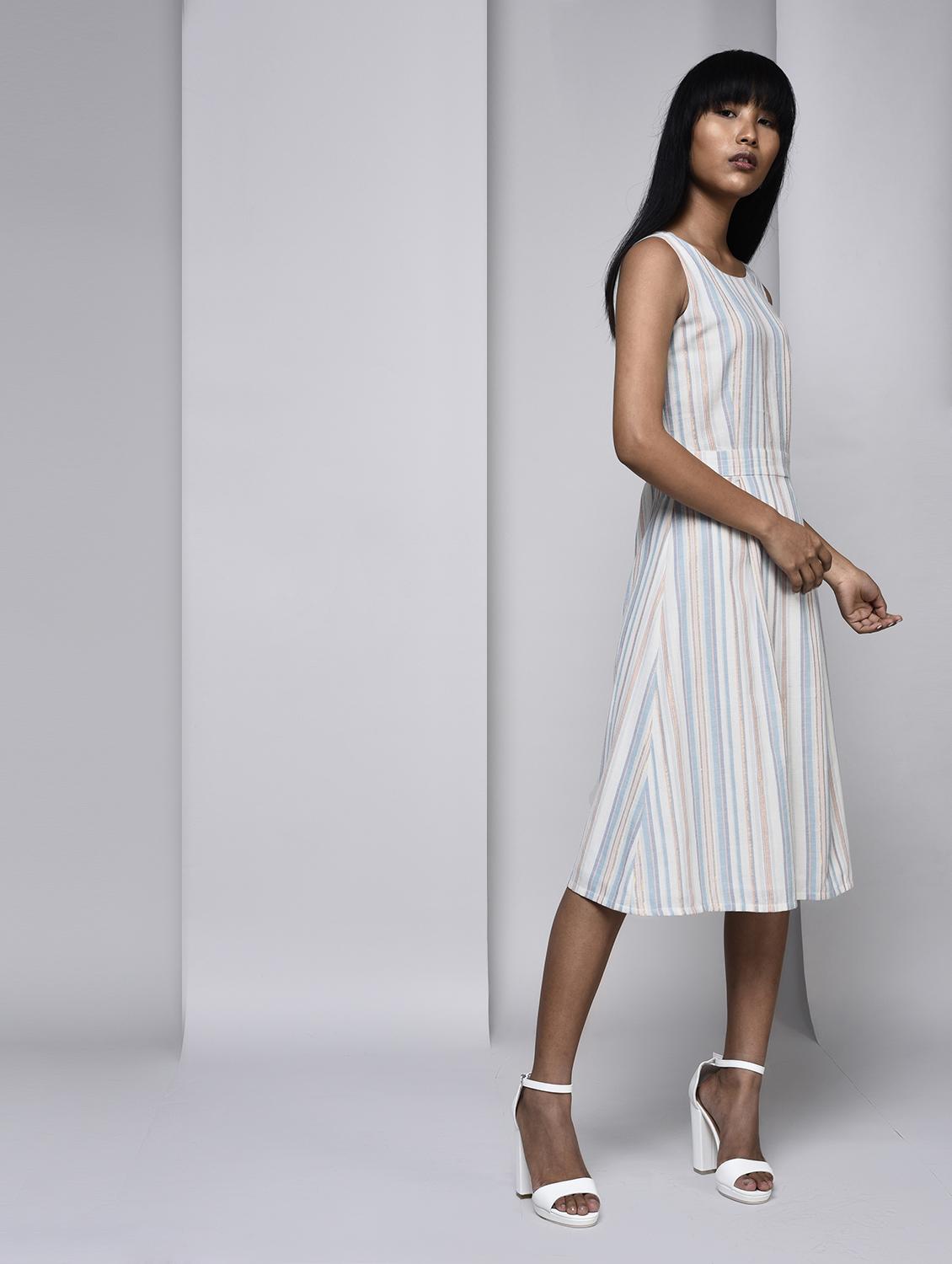 striped peekaboo back dress - 15561859 - Zoom Image - 2