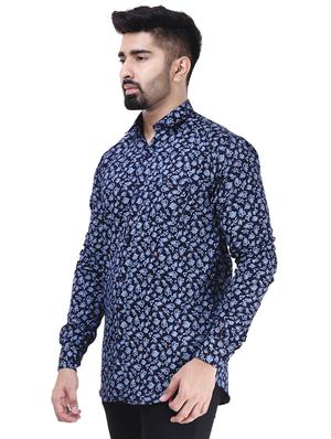 blue cotton casual shirt - 15563614 - Standard Image - 2