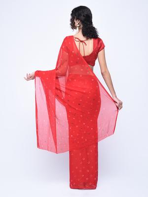 bandhani printed saree with blouse - 15563685 - Standard Image - 2