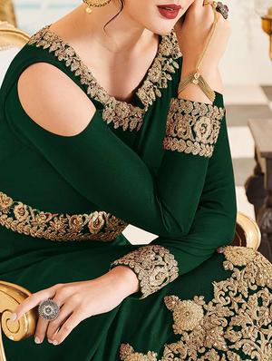 gold embroidered kaloidaar suit set - 15565311 - Standard Image - 2