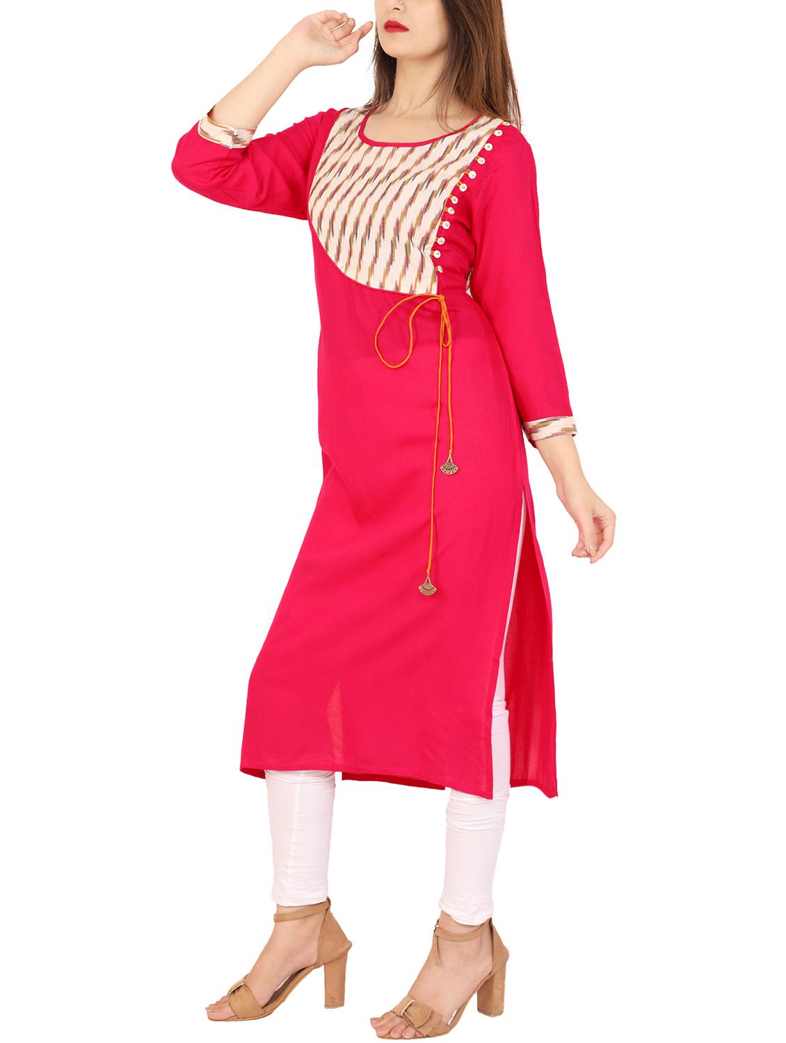 printed yoke straight kurta - 15565367 - Zoom Image - 2