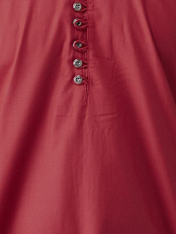 red solid asymmetric kurta - 15565624 - Zoom Image - 5