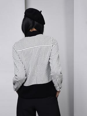 monochrome tie up neck shirt - 15566241 - Standard Image - 2