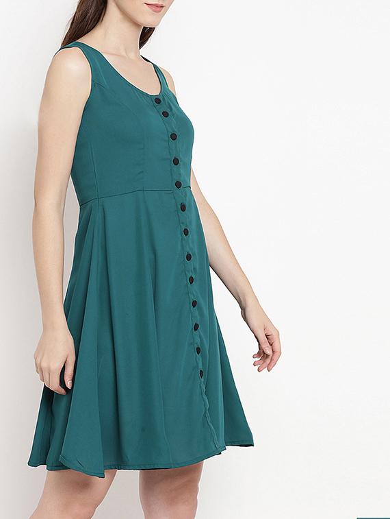 button up solid a-line dress - 15566285 - Zoom Image - 2