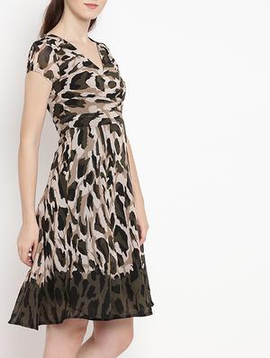 camouflage print fit and flare dress - 15566292 - Standard Image - 2