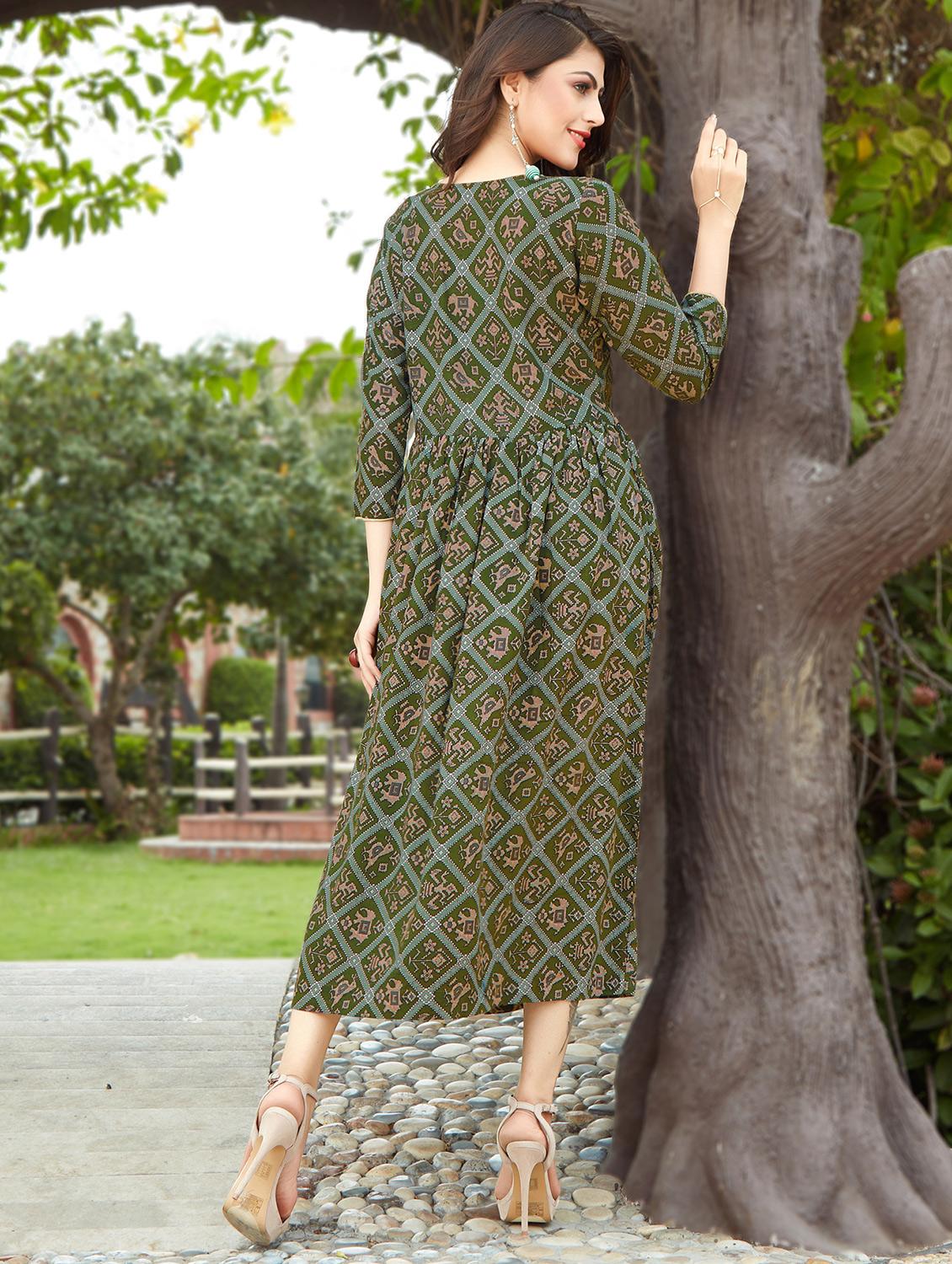 A-line printed dress with tassels - 15567921 - Zoom Image - 2