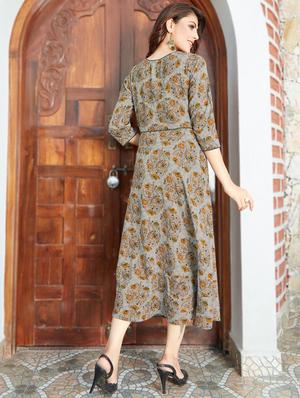 Flared chekered kurta - 15567925 - Standard Image - 2
