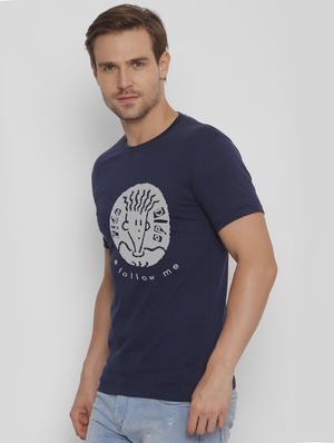 blue cotton chest print t-shirt - 15567987 - Standard Image - 2