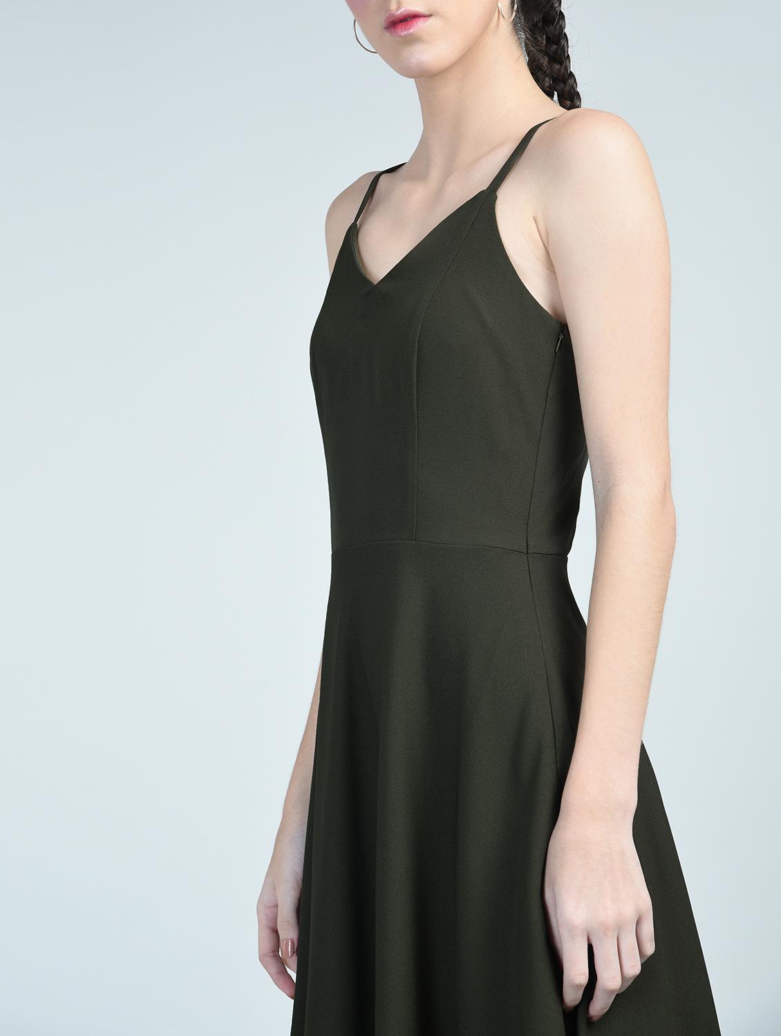 criss cross back detail flared dress - 15569839 - Zoom Image - 2